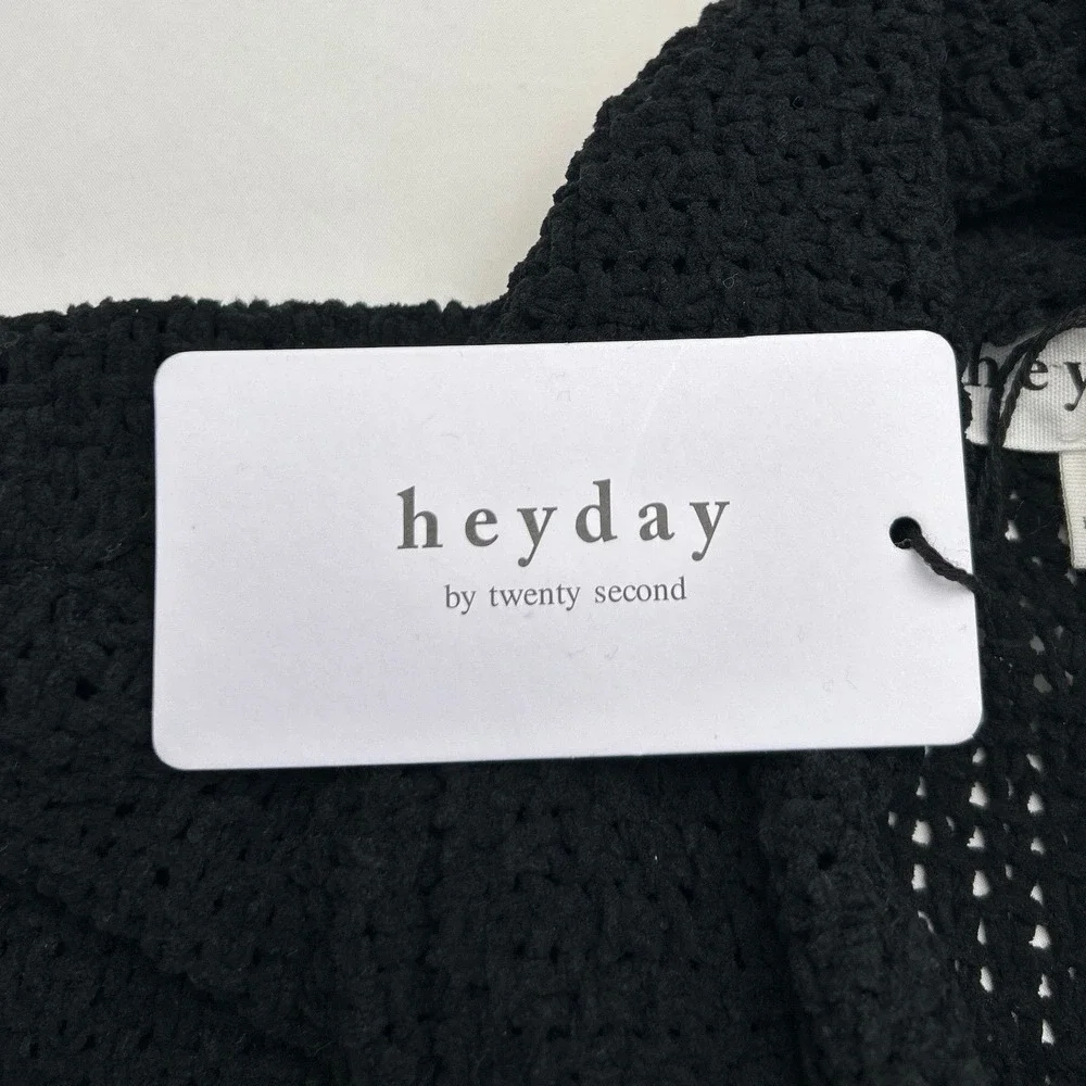 NWT Heyday Haylen Sleeveless Cowl Neck Chunky Open Knit Sweater Black Size L